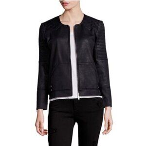 The Kooples Women's Jacket Moto Sport Black Faux Leather Effect Small Full Zip